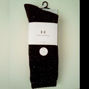 H Halston 2pr Pack Black Speckled Thermal Heat Cushioned Socks Womens NWT